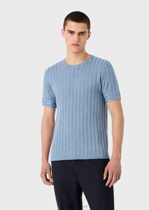 Men 086V1252 Ribbed And Tuck-Stitch Wool And Lyocell Blend Jumper Armani