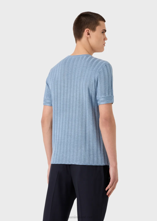 Men 086V1252 Ribbed And Tuck-Stitch Wool And Lyocell Blend Jumper Armani