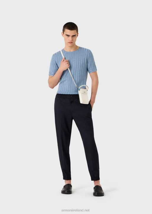 Men 086V1252 Ribbed And Tuck-Stitch Wool And Lyocell Blend Jumper Armani