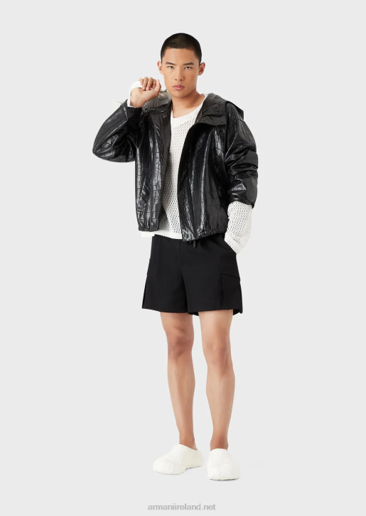 Men 086V1255 Lace-Effect Armure Nylon Mesh Oversized Jumper Armani
