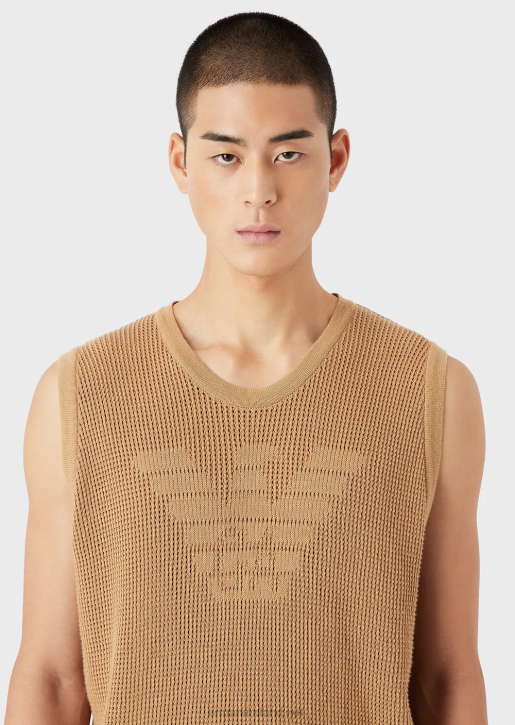 Men 086V1256 Sustainable Collection Oversized Tank Top Made From A Recycled-Yarn Knitted Mesh Armani