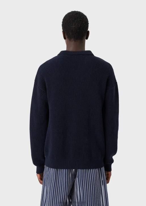 Men 086V1257 English Rib-Knit Jumper With Peephole On Shoulder Armani Blue