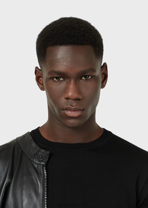 Men 086V1260 Plain-Knit, Pure Virgin Wool Jumper Armani Black