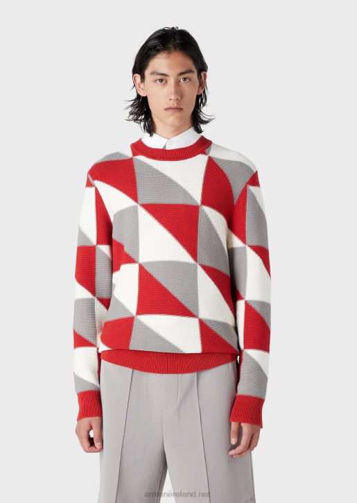 Men 086V1264 Jumper With Patchwork-Effect Check Intarsia Armani Pattern