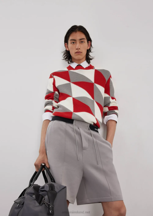 Men 086V1264 Jumper With Patchwork-Effect Check Intarsia Armani Pattern