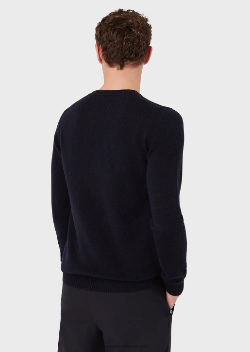 Men 086V1265 Pure Cashmere Crew-Neck Jumper Armani Navy Blue