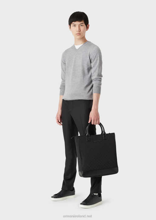 Men 086V1267 V-Neck Jumper In Virgin Wool Armani Light Gray