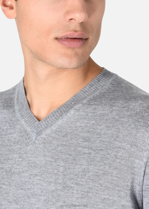 Men 086V1267 V-Neck Jumper In Virgin Wool Armani Light Gray