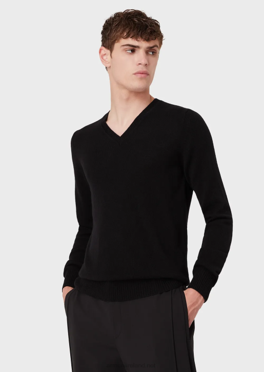 Men 086V1269 Pure Cashmere V-Neck Jumper Armani Black