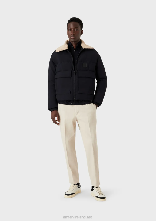 Men 086V1270 Virgin-Wool Full-Zip Cardigan Armani Navy Blue