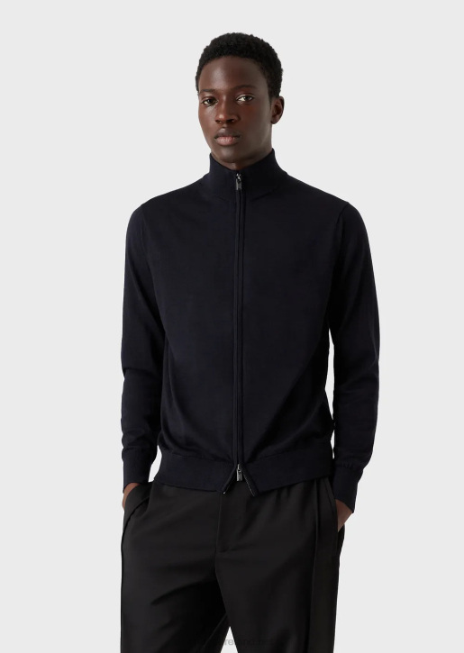 Men 086V1271 Virgin-Wool Full-Zip Cardigan Armani Black
