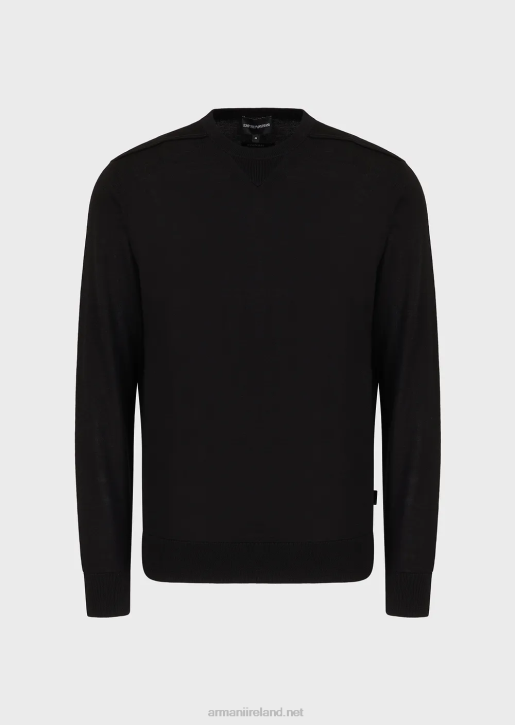 Men 086V1273 Wool-And-Lyocell-Blend Crew-Neck Jumper Armani Black