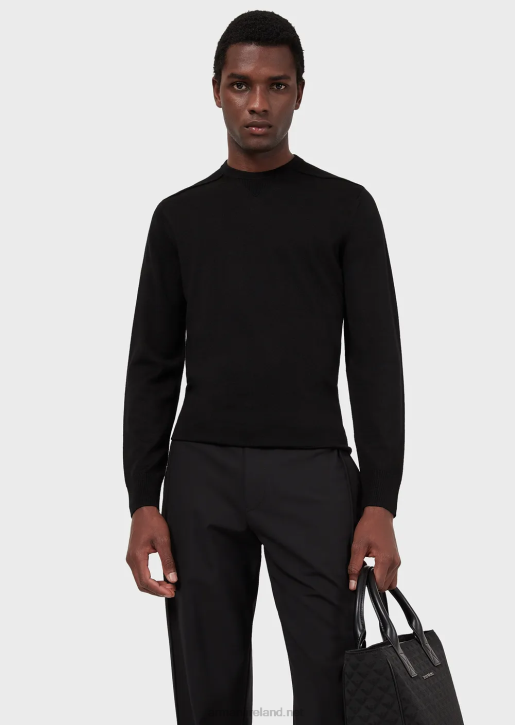 Men 086V1273 Wool-And-Lyocell-Blend Crew-Neck Jumper Armani Black