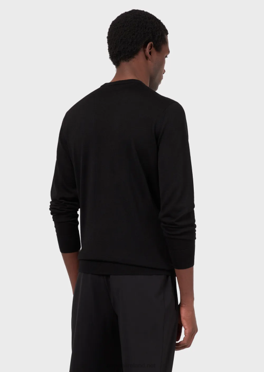 Men 086V1274 Wool-And-Lyocell-Blend Crew-Neck Jumper Armani Dark Gray