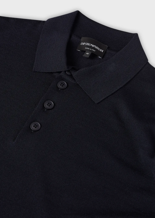 Men 086V1275 Virgin-Wool Jumper With Polo-Shirt Collar Armani Navy Blue