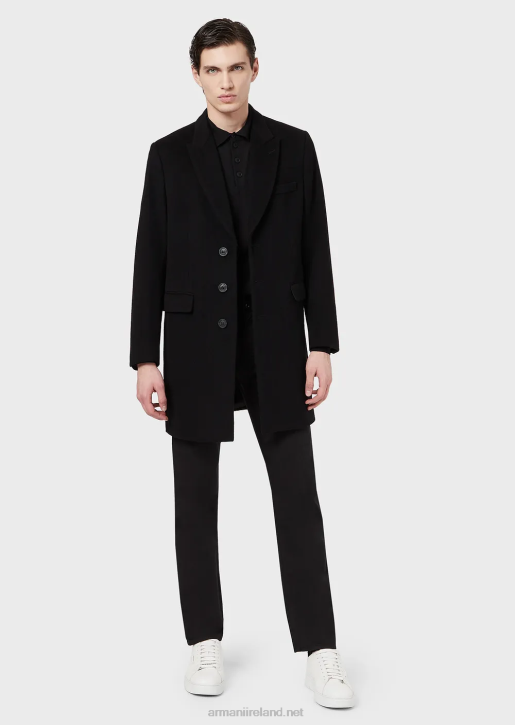 Men 086V1276 Virgin-Wool Jumper With Polo-Shirt Collar Armani Black