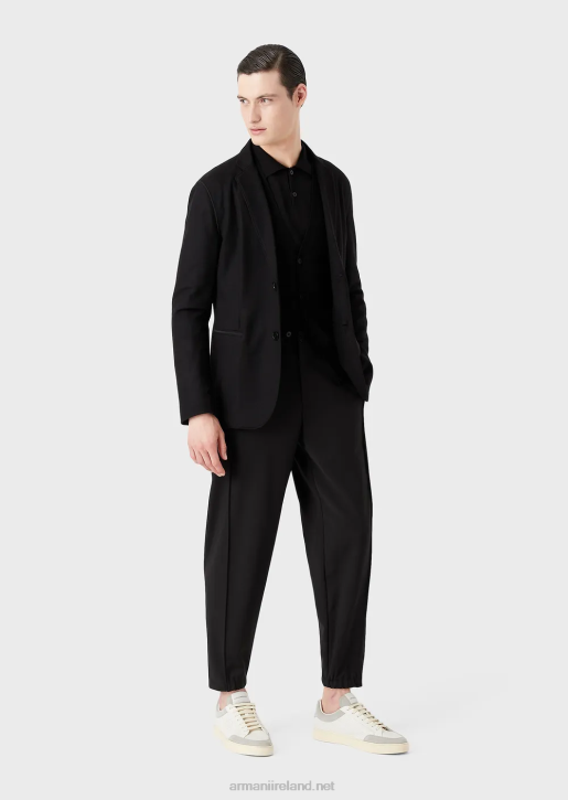 Men 086V1280 Plain-Knit, Virgin-Wool V-Neck Cardigan Armani Black