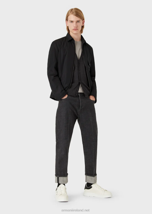 Men 086V1282 Plain-Knit, Virgin-Wool V-Neck Cardigan Armani Dark Gray