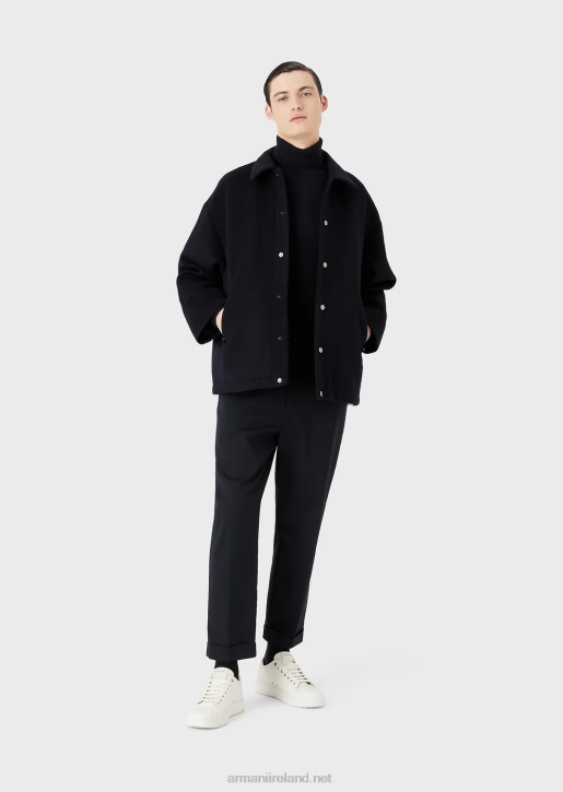 Men 086V1283 Virgin-Wool, Regular-Fit Mock-Neck Jumper Armani Navy Blue