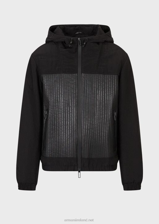 Men 086V1286 Nappa-Lambskin Blouson With Water-Repellent Nylon Inserts Armani Black