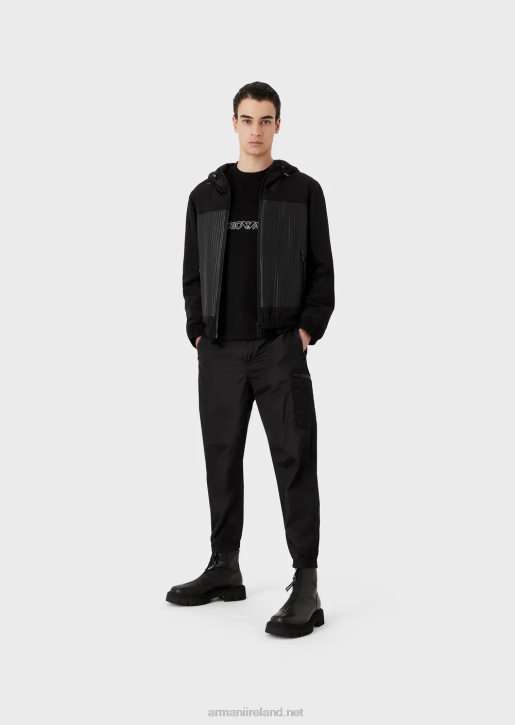 Men 086V1286 Nappa-Lambskin Blouson With Water-Repellent Nylon Inserts Armani Black
