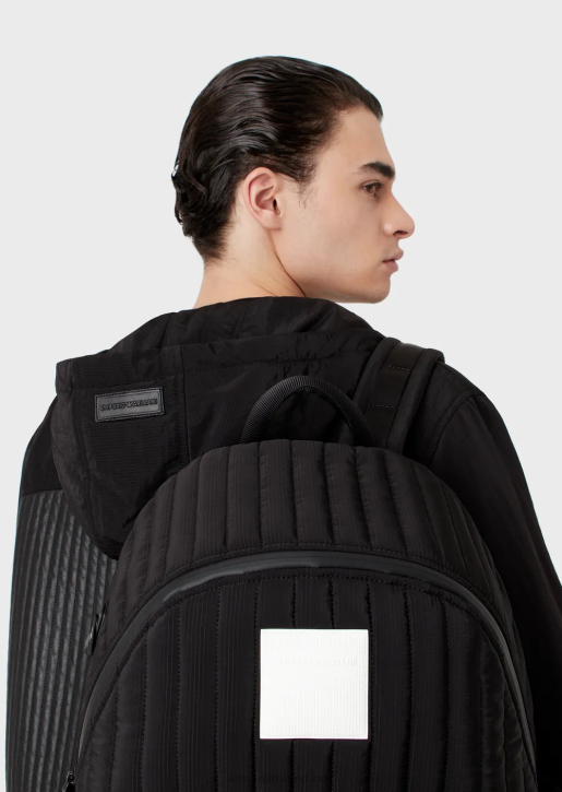 Men 086V1286 Nappa-Lambskin Blouson With Water-Repellent Nylon Inserts Armani Black