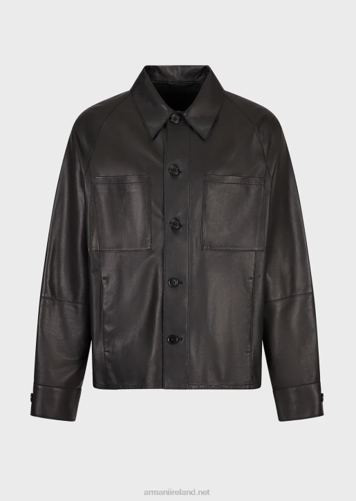Men 086V1289 Glove-Quality, Lambskin Nappa-Leather Shirt/Jacket With Pockets Armani