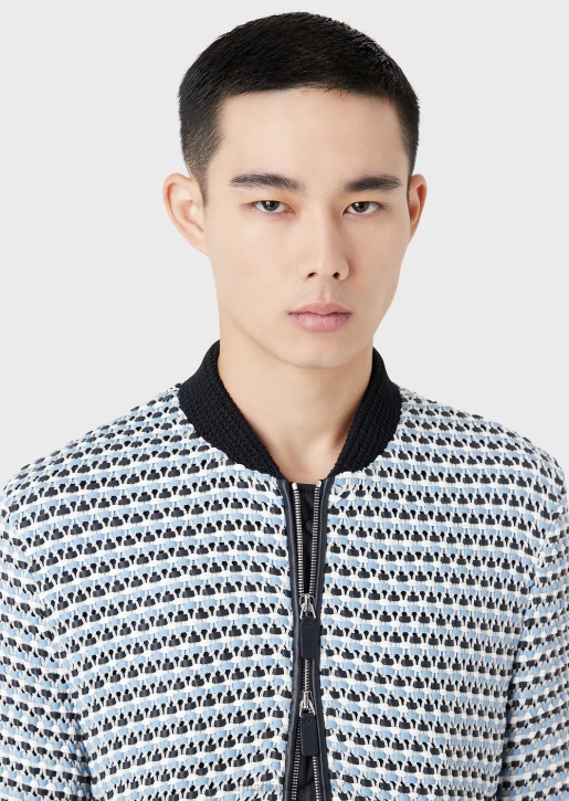 Men 086V1291 Lambskin Nappa Leather Blouson With A Woven 3D Effect Armani