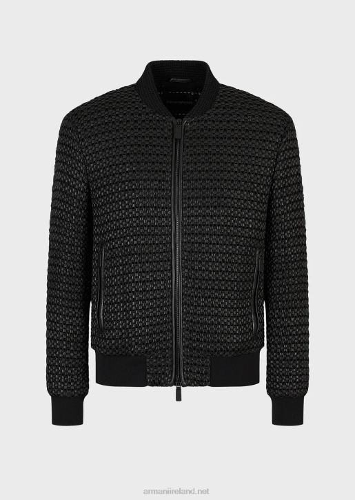 Men 086V1292 Lambskin Nappa Leather Blouson With A Woven 3D Effect Armani