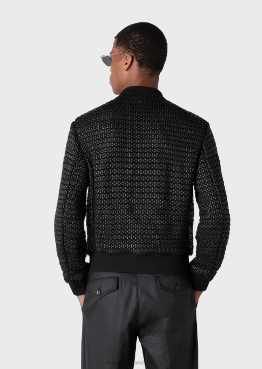 Men 086V1292 Lambskin Nappa Leather Blouson With A Woven 3D Effect Armani