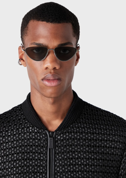 Men 086V1292 Lambskin Nappa Leather Blouson With A Woven 3D Effect Armani