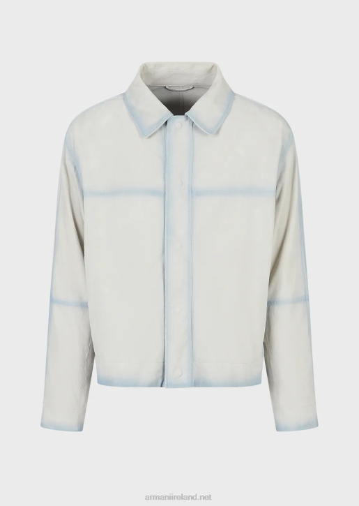 Men 086V1293 Lightweight Goatskin Suede Blouson With Handcrafted Gradient Effect Armani Ice