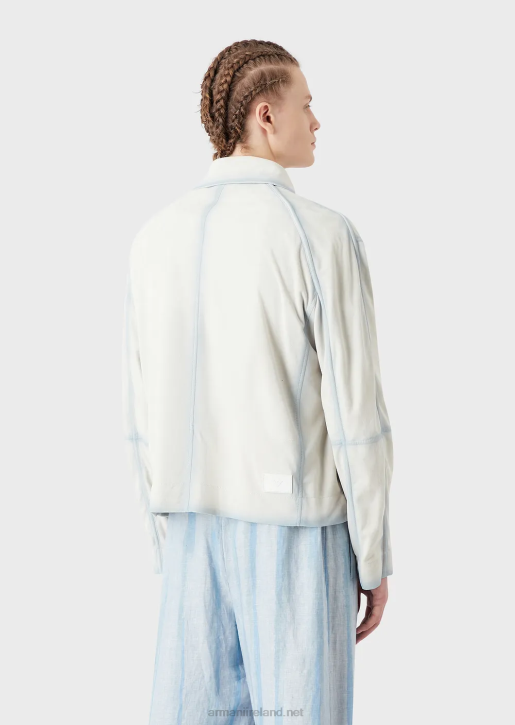 Men 086V1293 Lightweight Goatskin Suede Blouson With Handcrafted Gradient Effect Armani Ice