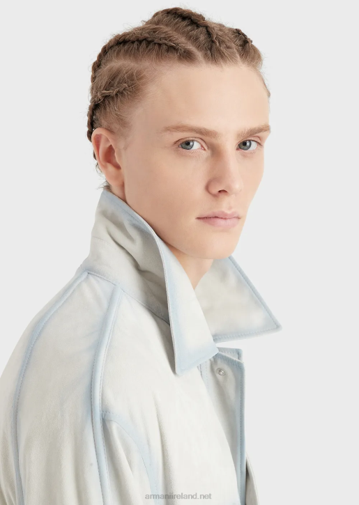Men 086V1293 Lightweight Goatskin Suede Blouson With Handcrafted Gradient Effect Armani Ice