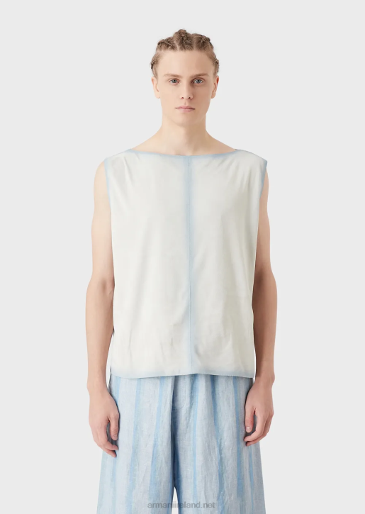 Men 086V1294 Lightweight Goatskin Suede Top With Handcrafted Gradient Effect Armani Ice