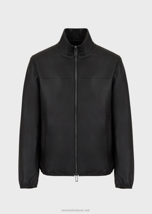 Men 086V1298 Semi-Aniline Nappa Lambskin Blouson With Full-Length Zip Armani Black