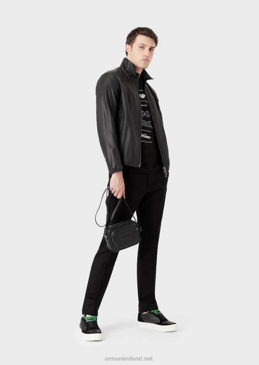 Men 086V1298 Semi-Aniline Nappa Lambskin Blouson With Full-Length Zip Armani Black