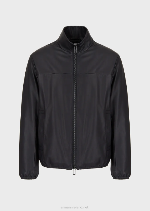 Men 086V1299 Semi-Aniline Nappa Lambskin Blouson With Full-Length Zip Armani Navy Blue