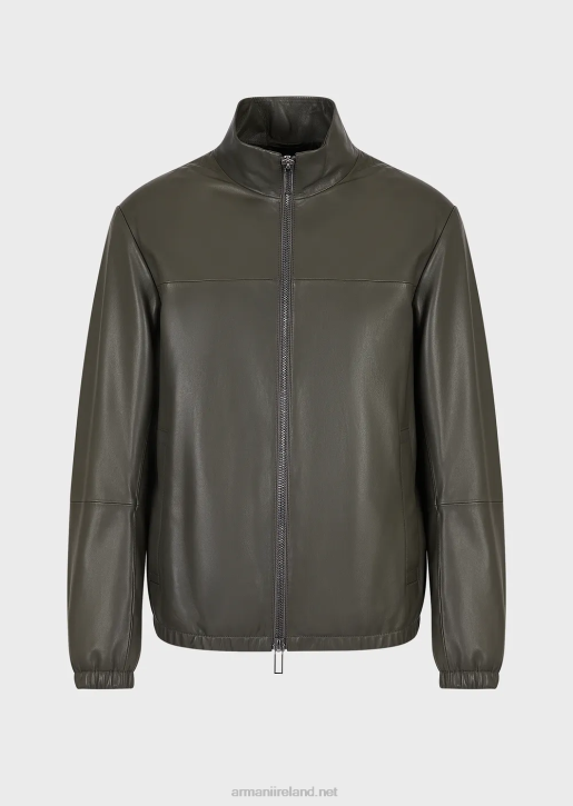 Men 086V1300 Semi-Aniline Nappa Lambskin Blouson With Full-Length Zip Armani Green
