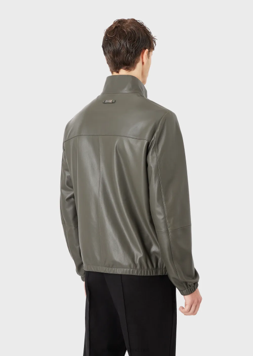 Men 086V1300 Semi-Aniline Nappa Lambskin Blouson With Full-Length Zip Armani Green
