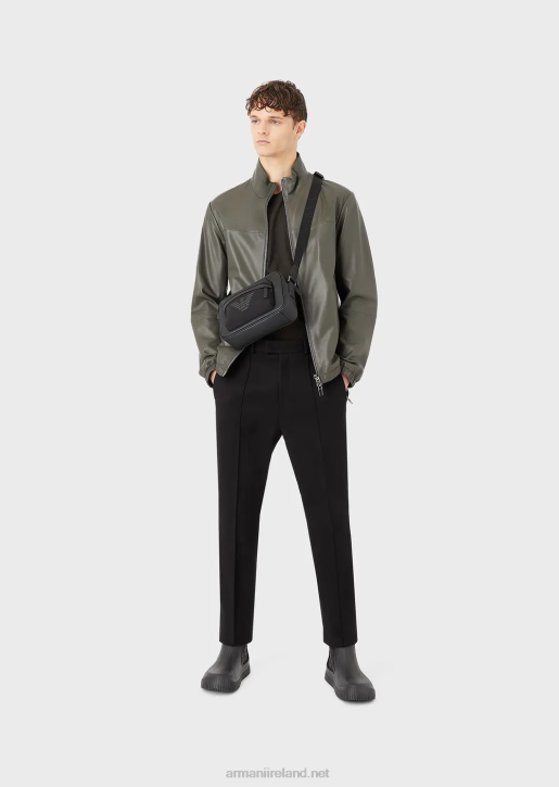 Men 086V1300 Semi-Aniline Nappa Lambskin Blouson With Full-Length Zip Armani Green