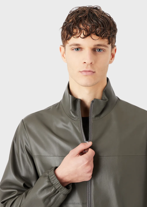 Men 086V1300 Semi-Aniline Nappa Lambskin Blouson With Full-Length Zip Armani Green