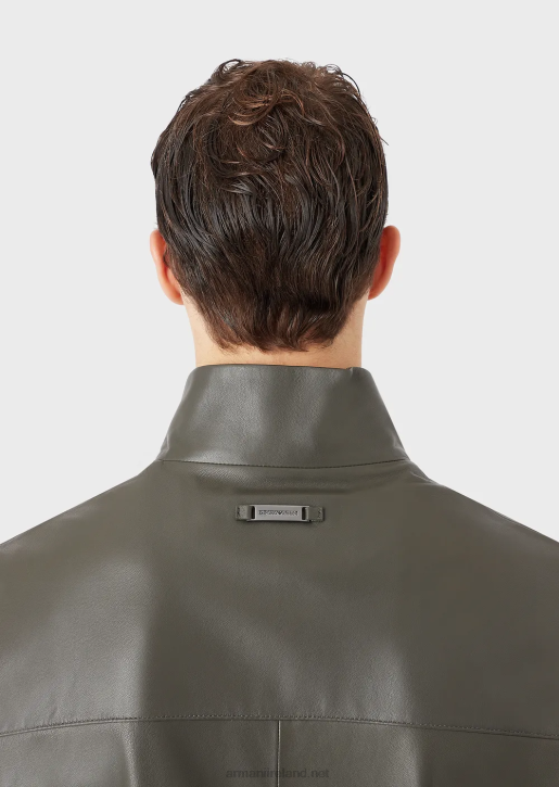 Men 086V1300 Semi-Aniline Nappa Lambskin Blouson With Full-Length Zip Armani Green