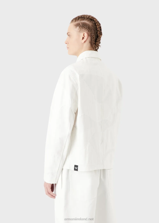 Men 086V1302 Canvas Jacket With Oversized Colour-Matched Camouflage Embroidery Armani