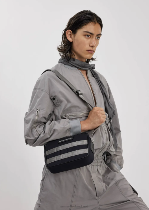 Men 086V1303 Pima Poplin Multi-Pocket Bomber Jacket Armani Light Gray