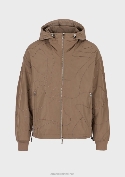 Men 086V1305 Reversible Hooded Blouson In Colour-Matched Camouflage Light Wavy Nylon Armani Brown