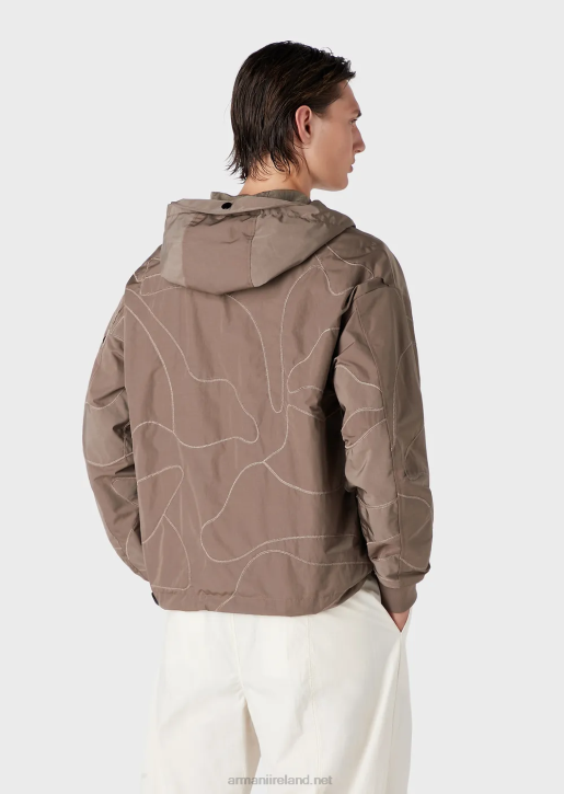 Men 086V1305 Reversible Hooded Blouson In Colour-Matched Camouflage Light Wavy Nylon Armani Brown