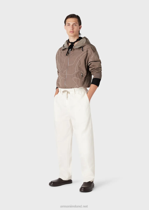 Men 086V1305 Reversible Hooded Blouson In Colour-Matched Camouflage Light Wavy Nylon Armani Brown