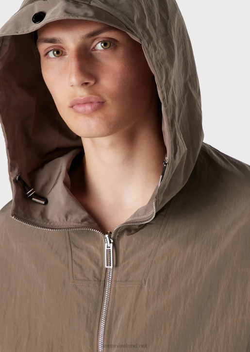Men 086V1305 Reversible Hooded Blouson In Colour-Matched Camouflage Light Wavy Nylon Armani Brown