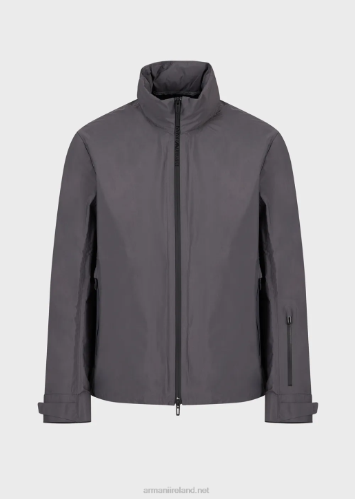 Men 086V1307 Travel Essentials Water-Repellent Recycled Nylon Full-Zip Puffer Jacket Armani Dark Gray